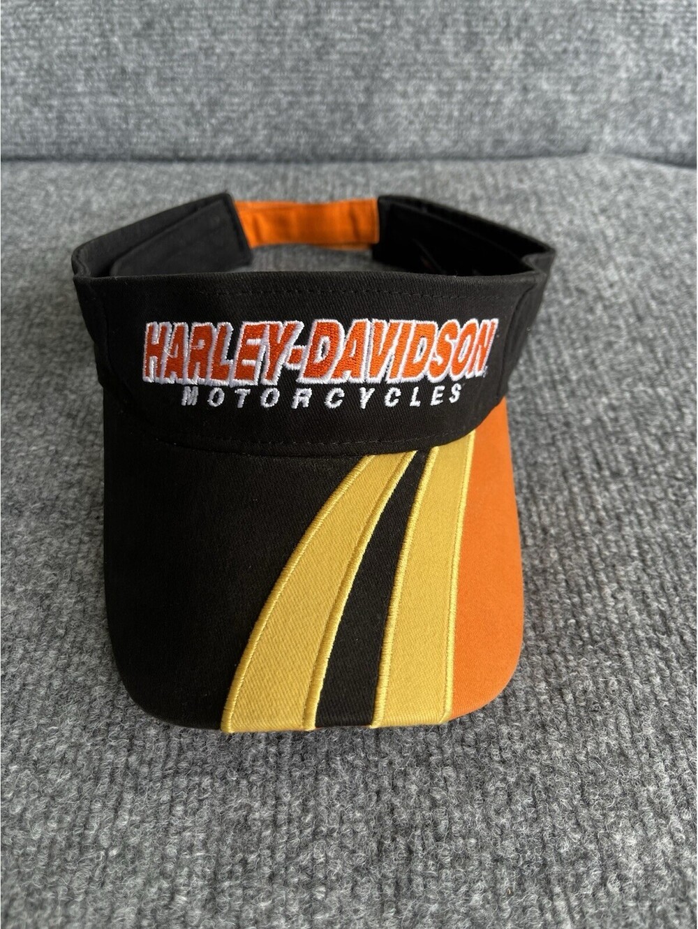 Harley-Davidson Motorcycles Embroidered Black Orange Sun Visor Hat OSFA